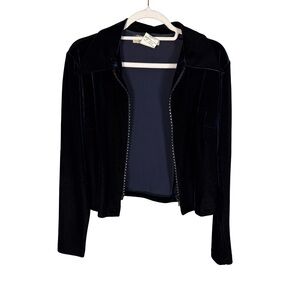 Debbi Shuchat for Como Navy Velvet Women's Blazer Jacket Size M Vintage Style